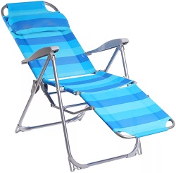Кресло складное шезлонг  НИКА  (К3/СН) (8 положений, сетчат. ПВХ водоот.ткань, В 385 мм подножка) СИНИЙ