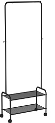 Вешалка гардеробная на колесиках  с 2-мя поками  "Валенсия 22М" (ВГВ22М Ч) ЧЕРНЫЙ (73х58х22 см) ЗМИ