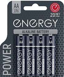 Батарейка алкалиновая ENERGY  Power LR6/4B (АА), (107044)