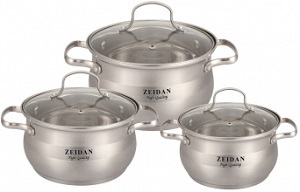 Набор посуды  ZEIDAN  Z-50610  6 пр. (2.1/3.0/4.0, СТ.кр) (индукция)