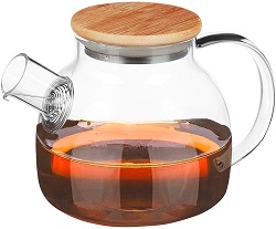 Чайник заварочный  стекло   IRIT (IRH-460)  (1.6 л, бамбук.крышка, фильтр-пружина)