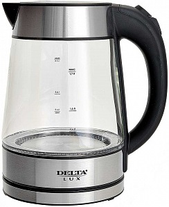 Чайник DELTA  LUX  DL -1004  (2.2 кВт, 1.7 л, ЗНЭ) стекло, подсветка